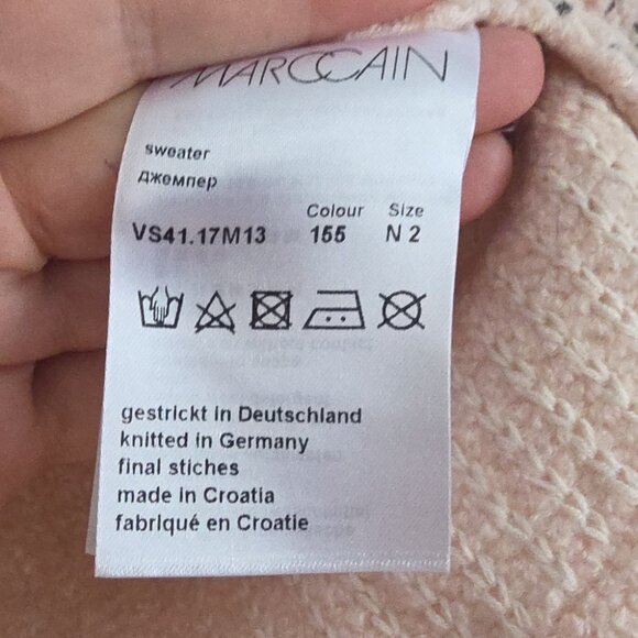 MARC CAIN | Virgin Wool Cotton Sweater Pink Black Floral Sz 4 - Picture 7 of 8